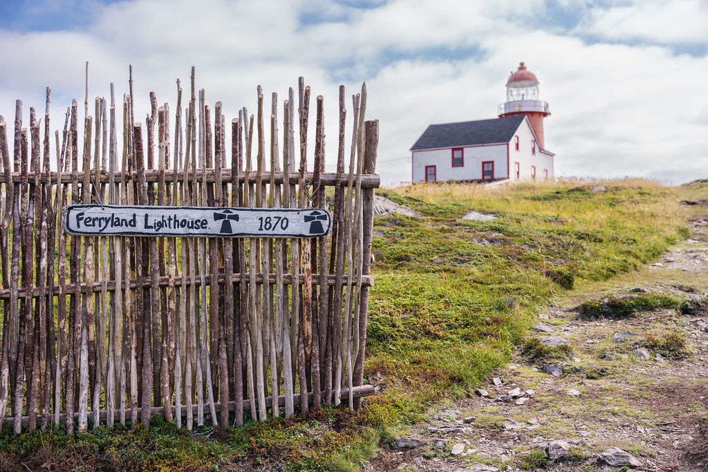 Ferryland lighthouse on the headland along the Irish Loop, Newfoundland